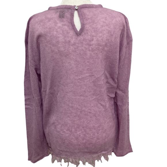 new Halogen Lilac Sweater size S Fringe Hem Eyelet Light weight - Picture 8 of 9